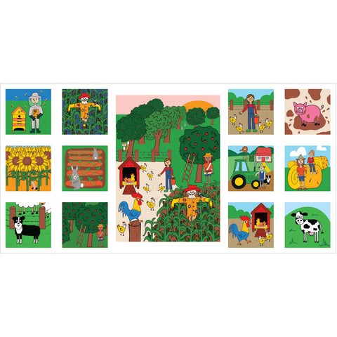 HAPPY FARM Country Block Panel - SALE $13.00 per panel