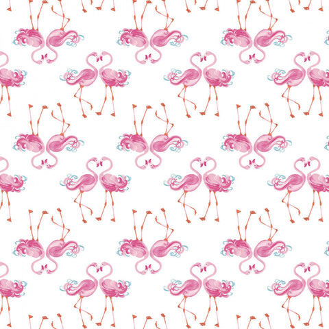 THE GIRLS COLLECTION Flamingle White - FAT QUARTER