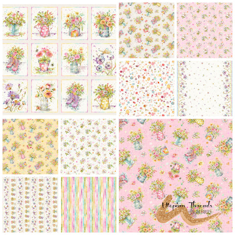 BOOTS & BLOOMS by Sillier Than Sally for P&B Textiles - SALE $22.00 p/m