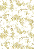 A repeating floral toile pattern with muted olive-green roses, leaves, and vines on a white background.