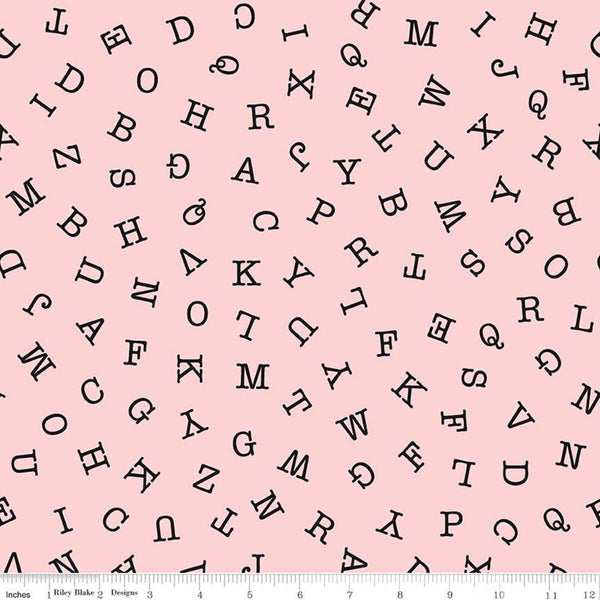 HUNGRY ANIMAL ALPHABET ABC Toss Pink - FAT QUARTER