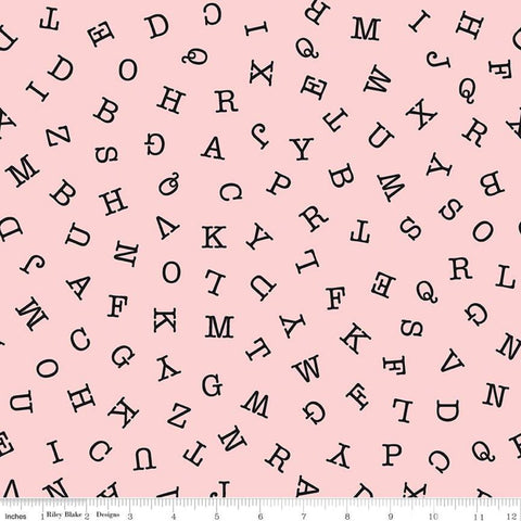 HUNGRY ANIMAL ALPHABET ABC Toss Pink - FAT QUARTER