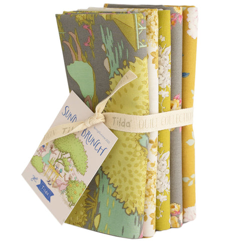 SUNDAY BRUNCH Grey Yellow Fat Quarter Bundle (Factory Cut) - NEW ARRIVAL