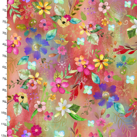 PARTY ANIMALS DIGITAL Floral Multi - FAT QUARTER
