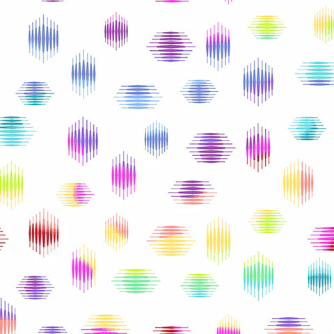BEGUILED Rainbow Shapes White  - FAT QUARTER