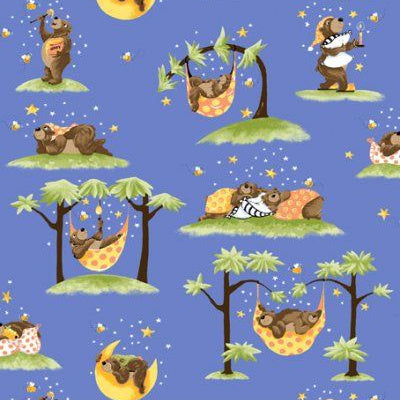 BARON THE BEAR Blue - FAT QUARTER