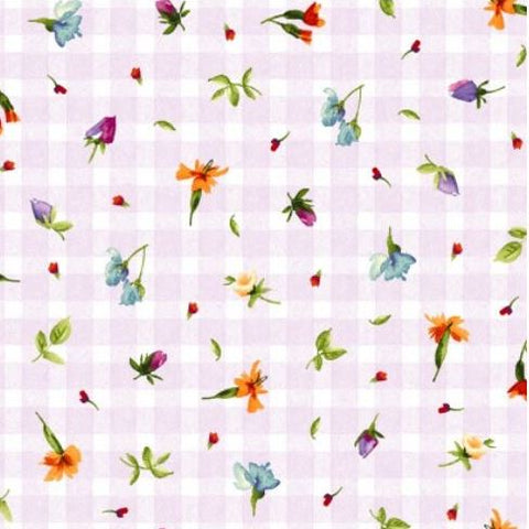 BLOOM ON Gingham Floral Lilac - FAT QUARTER
