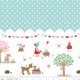 WHIMSICAL WOODLAND Double Border Print Aqua - PRE ORDER (May 2026)