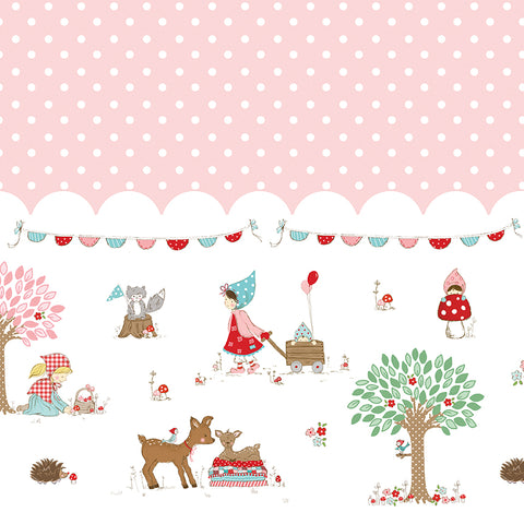 WHIMSICAL WOODLAND Double Border Print Pink - PRE ORDER (May 2026)