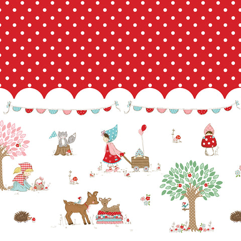 WHIMSICAL WOODLAND Double Border Print Red - PRE ORDER (May 2026)