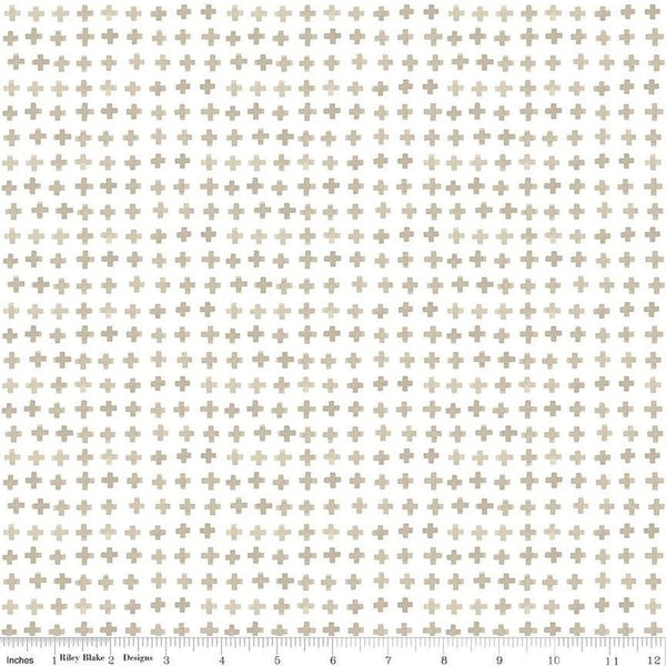 BLUE ESCAPE COASTAL Plus Sign White - FAT QUARTER