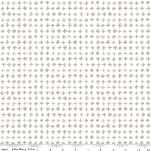 BLUE ESCAPE COASTAL Plus Sign White - FAT QUARTER