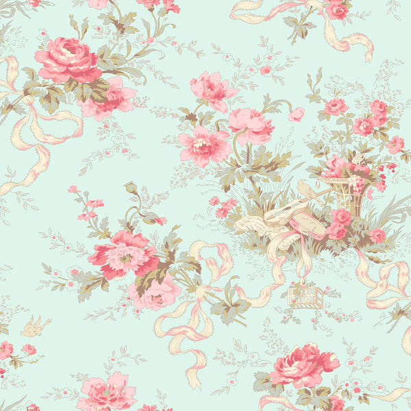 CHARLOTTE Cottage Floral Lt Turquoise - NEW ARRIVAL