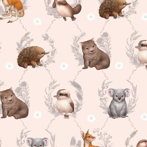LITTLE AUSSIE FRIENDS Small Animals Peach - FAT QUARTER