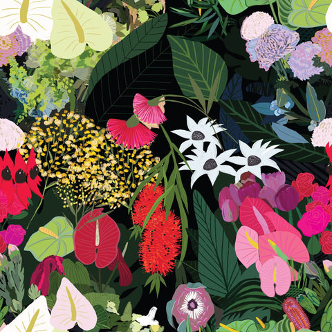 ROBYN HAMMOND FLORALS Australiana Florals Dark - FAT QUARTER