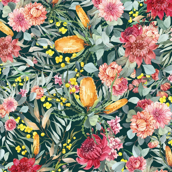 BUSH CELEBRATION Floral Dark - FAT QUARTER