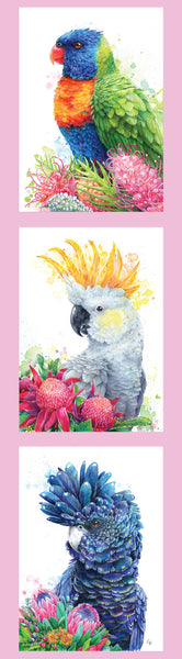 CARLIE EDWARDS COLLECTION Bird Trio Pink Panel