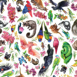 CARLIE EDWARDS COLLECTION Flora & Fauna Allover White - FAT QUARTER