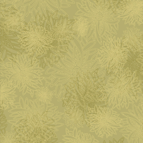 FLORAL ELEMENTS Pear Green - FAT QUARTER