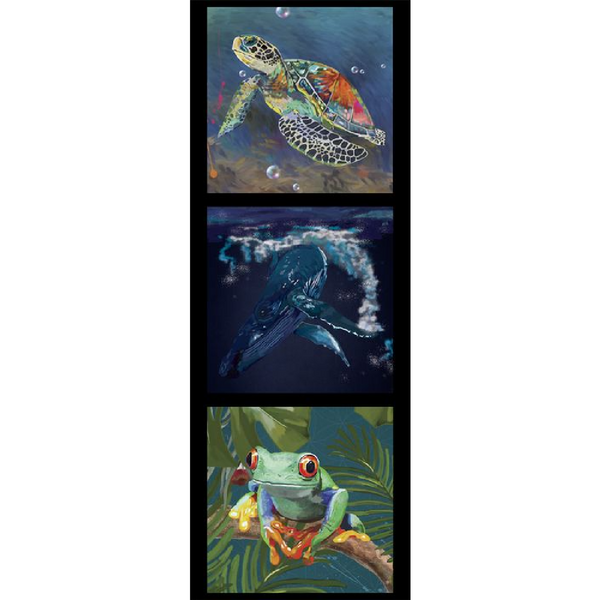 KARIN ROBERTS COLLECTION Turtle, Whale, Frog 3 Block Panel - SALE $7.00