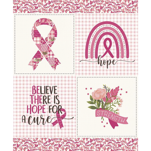 HOPE IN BLOOM Block Panel White -  SALE $13.00 panel