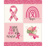 HOPE IN BLOOM Block Panel Pink - SALE $13.00 per panel
