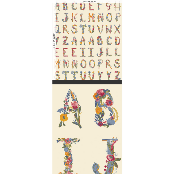 GARDEN OF OPULENCE Joyeaux Alphabet Panel - SALE $15.00