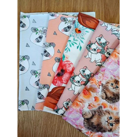 CURATED Fat Quarter Bundle 5 Cotton Lycra Euro Digital Knits - NEW ARRIVAL