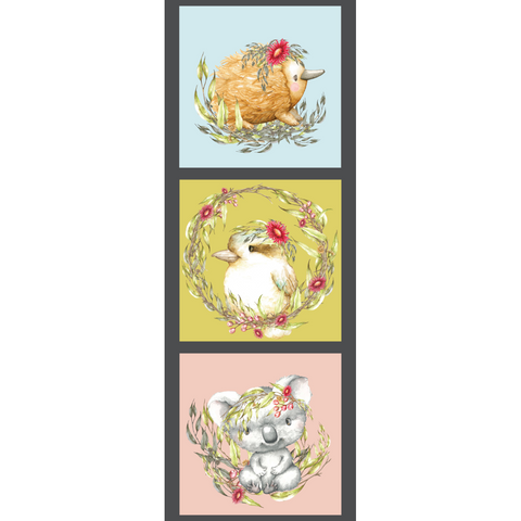 MONIQUE CANNON COLLECTION Fauna Cameo 3 Block Panel - SALE $9.00 PER PANEL