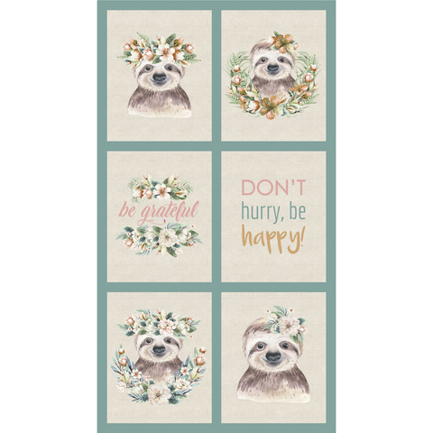 TROPICAL ZOO 2 Sloth Block Panel - SALE $11.00 p/p