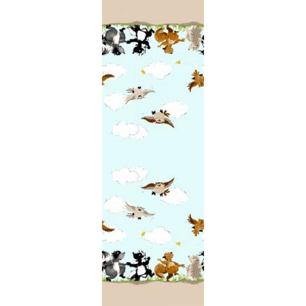 WOODLAND FRIENDS Blue Border Print - FAT QUARTER