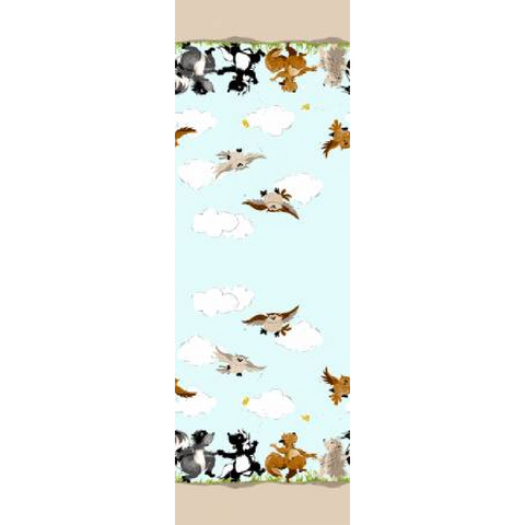WOODLAND FRIENDS Blue Border Print - FAT QUARTER