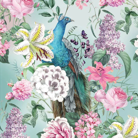 FLEURS DE PAON Teal - FAT QUARTER