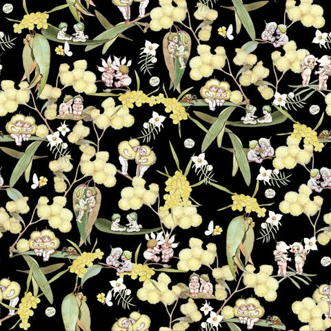 MAY GIBBS COLLECTION Gumnut Gossiping Black - NEW ARRIVAL