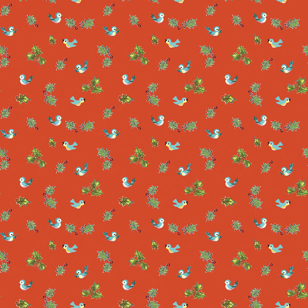 JINGLE BELLS Holly Birds Red
