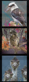 KARIN ROBERTS COLLECTION Kookaburra, Owl, Emu 3 Block Panel - SALE $7.00