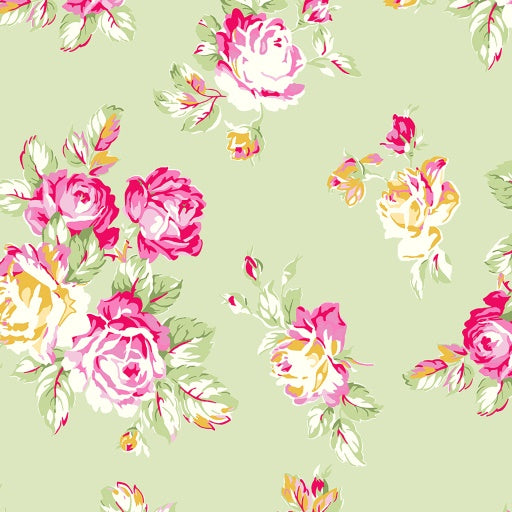 PICNIC Large Floral Gold Green - FAT QUARTER
