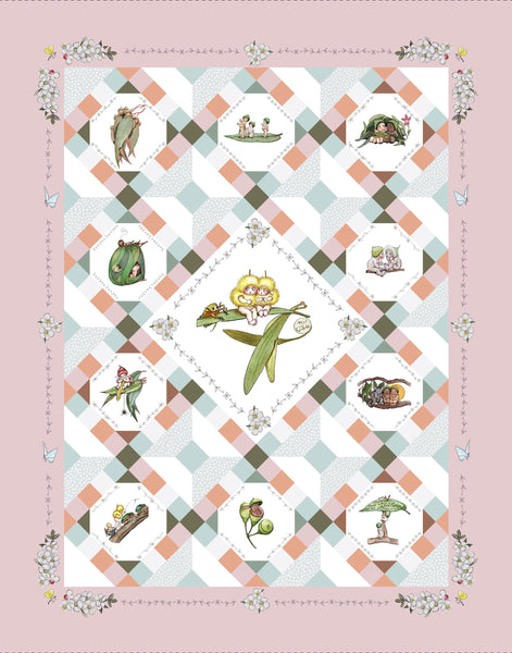 MAY GIBBS GARDEN PLAYTIME Panel Pink - PRE ORDER (Sept 2025)
