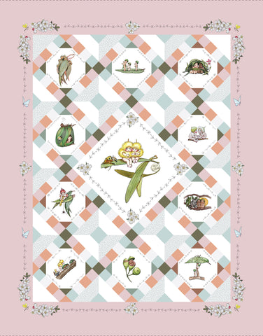 MAY GIBBS GARDEN PLAYTIME Panel Pink - PRE ORDER (Sept 2025)