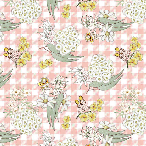 MAY GIBBS GARDEN PLAYTIME Gingham Pink - PRE ORDER (Sept 2025)