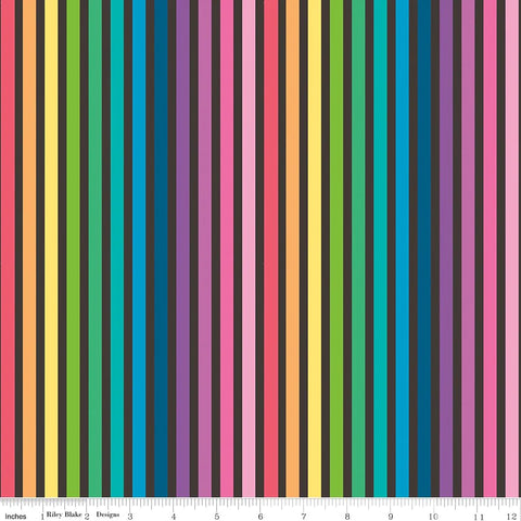 MAKE Rainbow Stripe Black - FAT QUARTER