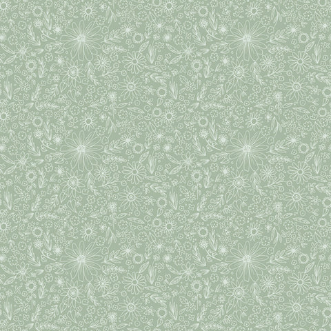 HOMEMADE Outlined Flowers Sage - NEW ARRIVAL