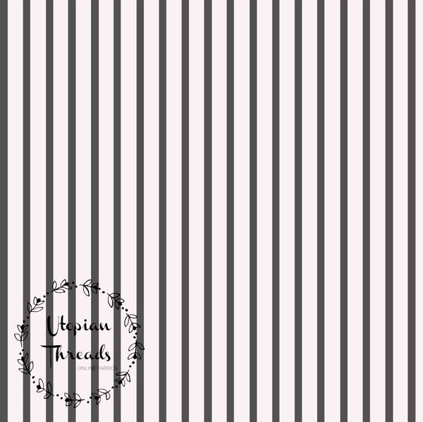 CUSTOM DIGITAL WOVEN (Cotton Sateen 130gsm) Parisienne Poodle Black & Pink Stripes 50cm