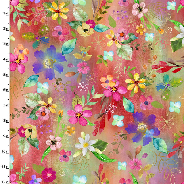 PARTY ANIMALS DIGITAL Floral Multi - FAT QUARTER