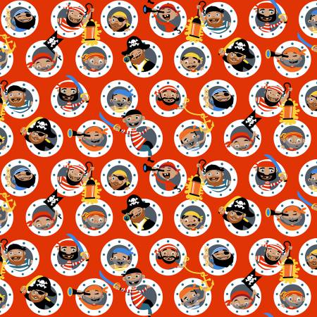 PIRATE'S LIFE Holed Up Red - FAT QUARTER