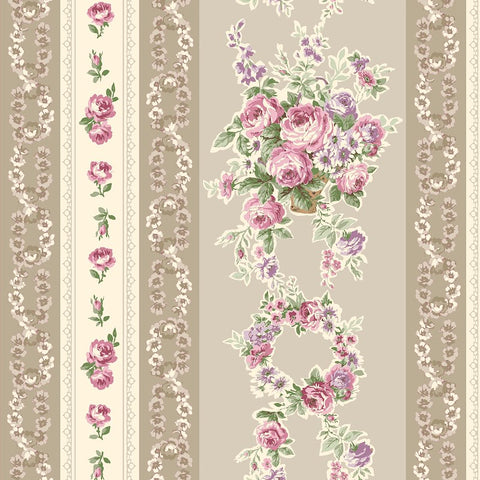 RURU BOUQUET 2026 Wallpaper Stripe Roses Brown - PRE ORDER (Oct 2026)