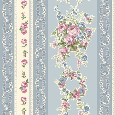 RURU BOUQUET 2026 Wallpaper Stripe Roses Blue - PRE ORDER (Oct 2026)