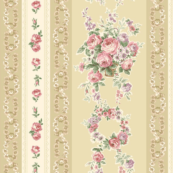 RURU BOUQUET 2026 Wallpaper Stripe Roses Butter Yellow - PRE ORDER (Oct 2026)
