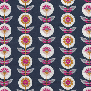 GOLDEN ASTER Medallion Navy - FAT QUARTER
