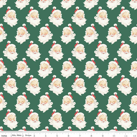 MERRY LITTLE CHRISTMAS Santa Heads Green